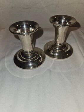 Vintage Sterling Silver Weighted Candlesticks – Dutch "Metaal" Stamped Pair